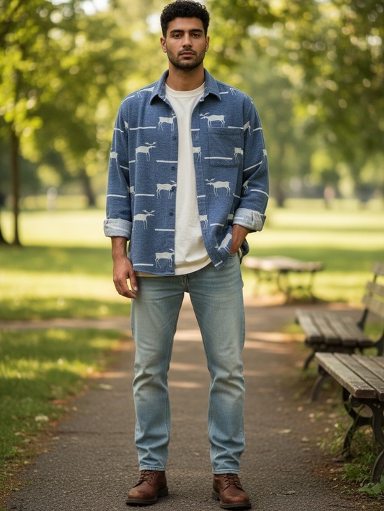 American Eagle Outfitters Other - Vintage American Eagle Flannel Moose Shirt L 80s 90s USA Blue Outdoorsy Preppy